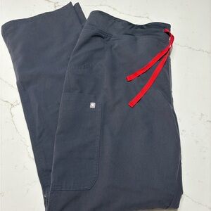 Figs Gray Cargo Pants with Red Accents